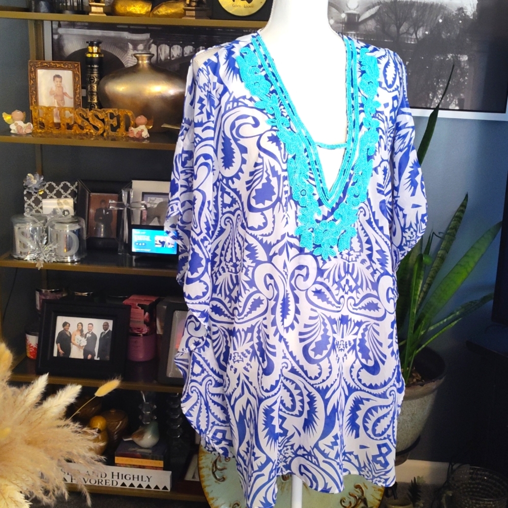 Boho beaded beach cover up